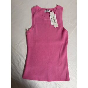 The Workshop Womens Ribbed Knit Tank Top Pink Crew Neck Sleeveless Large NWT